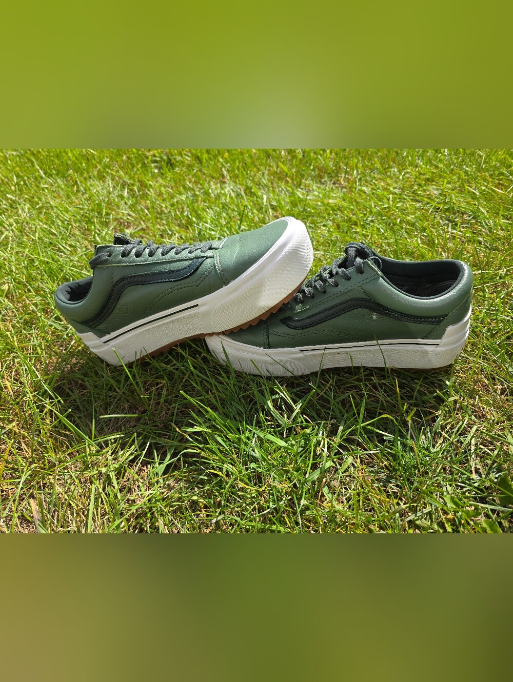 Vans Women's Low-Top Platform Leather Sneakers in Olive Green